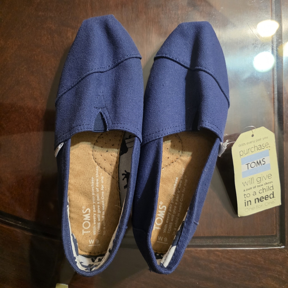 TOMS Blue Canvas Slip-On Shoes